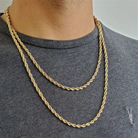 mens 4mm rope gold chain versace pendant